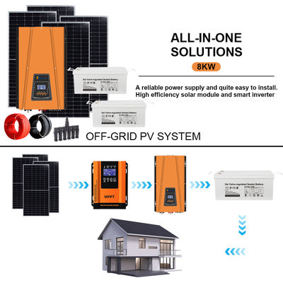 ราคาดี พลังงานอเนกประสงค์สำหรับบ้านของคุณ: ชุดโซลาร์เซลล์แบบ Off-Grid ขนาด 8KW พร้อมอินเวอร์เตอร์ปรับแรงดันไฟฟ้าได้ เพื่อให้เข้ากับอุปกรณ์ทั้งหมดของคุณ ออนไลน์