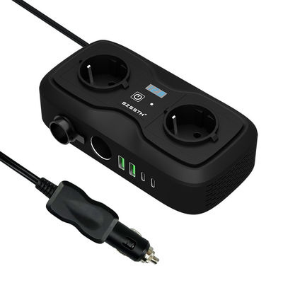 อินเวอร์เตอร์พลังงานรถยนต์ Dc 12v ถึง 110v Ac Dual Usb 3.1A GaN PD ชาร์จเร็ว