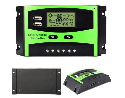คู่มือ 10A 50A 60A 20A 30A PWM เครื่องควบคุมชาร์จแสงอาทิตย์ 24V 12VDC หลอดออก