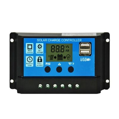 อัตโนมัติ PWM โซลาร์แพนเนลควบคุม 12v 24v 10a 20a 30Amp ด้วยจอ LCD คู่ USB