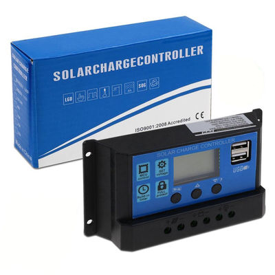 12V 24V 30A 20A 10 Amp PWM เครื่องควบคุมการชาร์จแสงอาทิตย์ 2 USB 5V 2A MCU Control