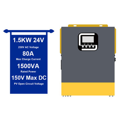 ราคาดี 24V 1.5 Kw อินเวอร์เตอร์คลื่นไซน์บริสุทธิ์ สําหรับระบบแสงอาทิตย์บ้าน 50Hz/60Hz ออนไลน์
