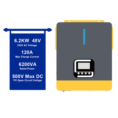 6200w 48vdc On/Off Grid Hybrid Solar Pure Sine Wave Inverter พร้อมแบตเตอรี่กรด鉛