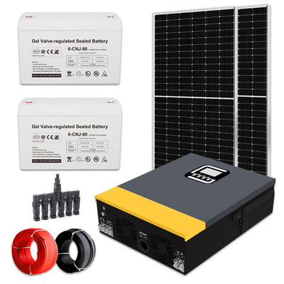 1kw Off Grid ระบบพลังงานแสงอาทิตย์ที่มีแผ่นพลังงานแสงอาทิตย์ซิลิคอนโมโนคริสตัล