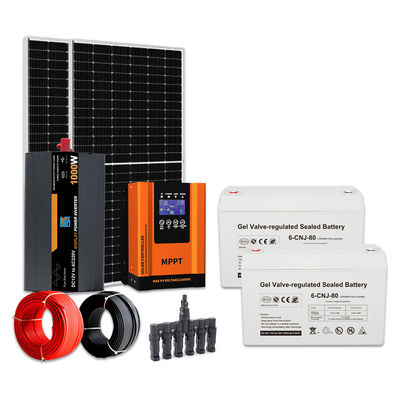 Off Grid ระบบการผลิตพลังงานแสงอาทิตย์ 1KW Hybrid GEL แบตเตอรี่ พลังงานแสงอาทิตย์สําหรับที่อยู่อาศัย