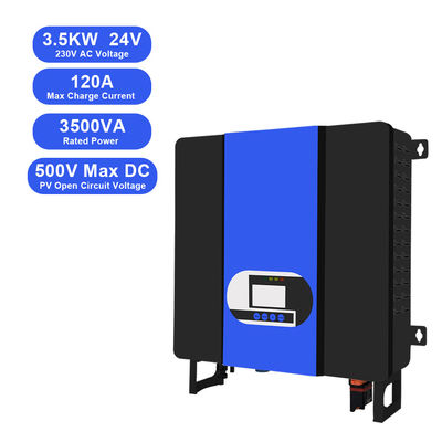 3.5KW 24V ถึง 110V 220V 230V All in One Hybrid Inverter พร้อมเครื่องควบคุมแสงอาทิตย์ MPPT และการสื่อสาร WiFi / GPRS