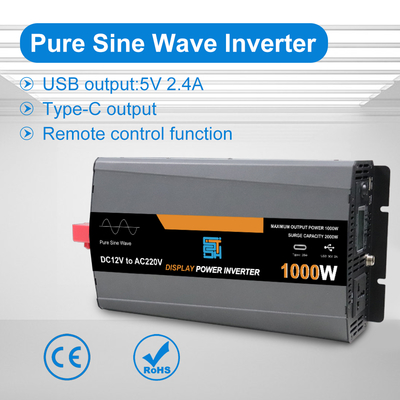 ราคาดี 1000W อินเวอร์เตอร์พลังงานคลื่นไซน์บริสุทธิ์ 12V/24V ถึง 220V AC ออนไลน์