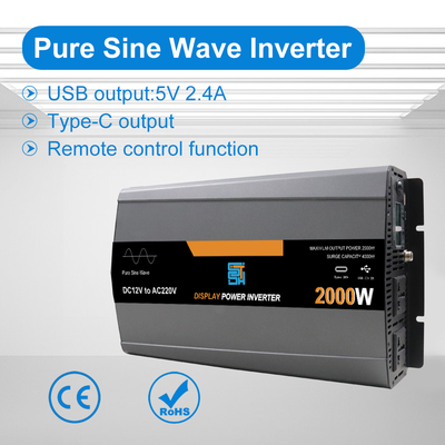 ราคาดี อินเวอร์เตอร์พลังงานคลื่นไซน์บริสุทธิ์ 2000 วัตถุ DC 12V/24V/48V เป็น AC 110V/220V ออนไลน์