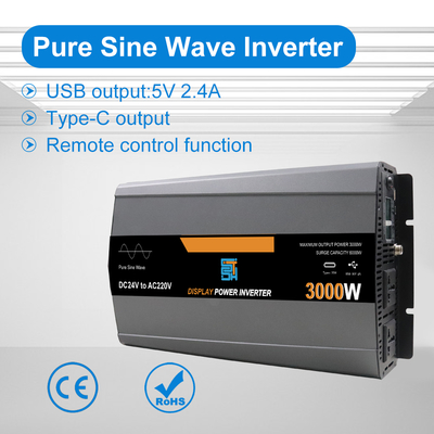 อินเวอร์เตอร์โซลาร์เซลล์คลื่นไซน์บริสุทธิ์ 3000W 12V/24V/48V DC เป็น 110V/220V AC